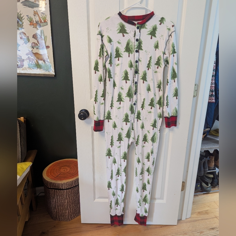 LAZY ONE Cozy Pine Tree Pajama Onesie, Size Medium